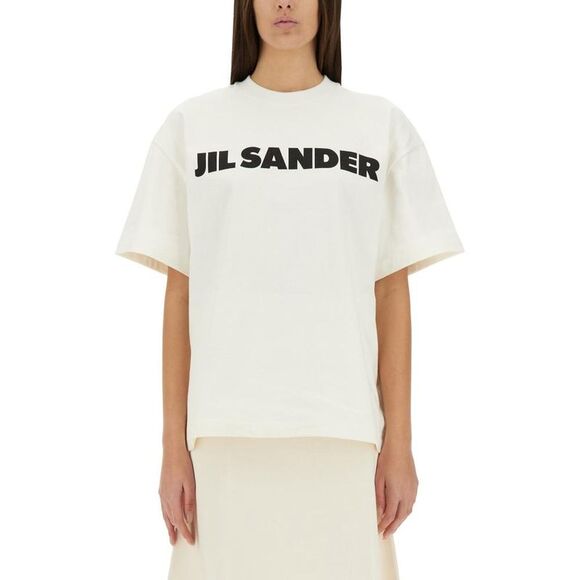 JIL SANDER Logo Cotton T-Shirt Women WHITE T-Shirts & Tops - Picture 2 of 5